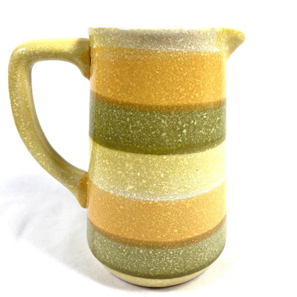 Vintage Holt Howard Stoneware Pottery Yellow Green Striped Pitcher Creamer Jug - Picture 3 of 11
